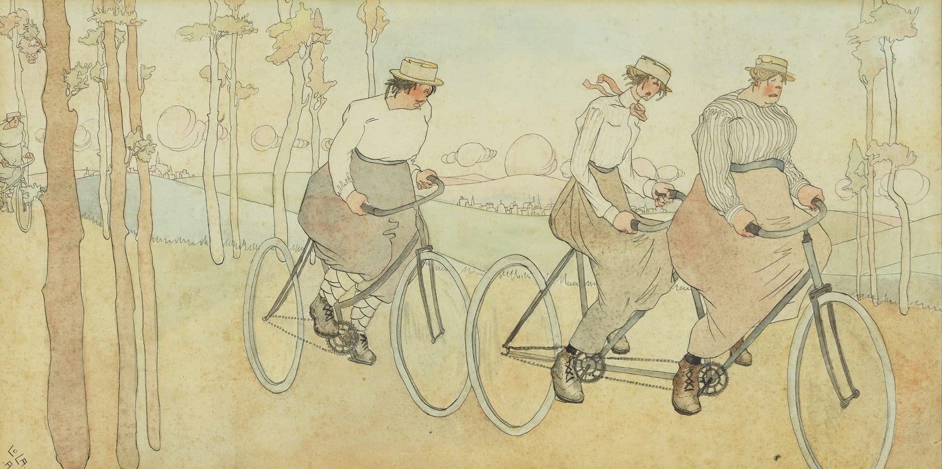  Lola Anglada Esport terrestre (bicicleta) c. 1911. Tinta i aquarel·la sobre paper. 50 x 78,5 cm Fundació Barcelona Olímpica - Museu Olímpic i de l’Esport J. A. Samaranch Fotografia: FotoGasull